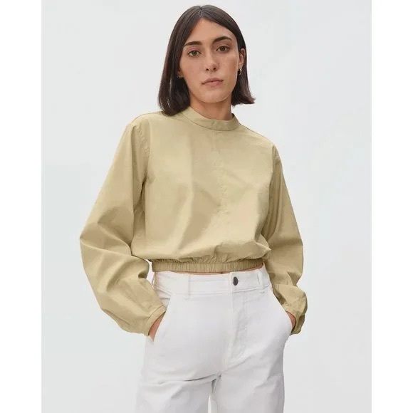 EVERLANE mockneck bubble top with balloon sleeves size medium - Picture 2 of 3